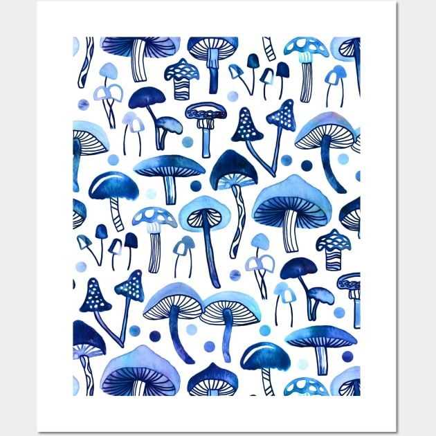 Blue Mushrooms Wall Art by TigaTiga